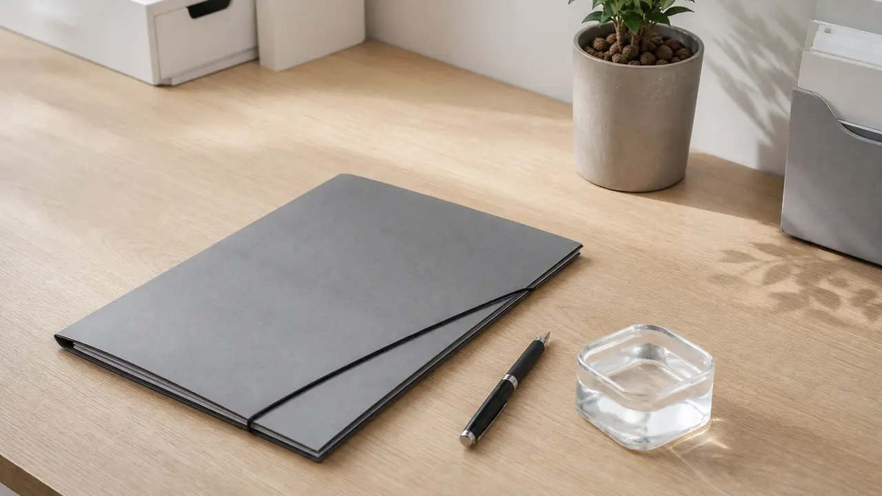 Terms of use document beside food container samples on a kraft paper desk